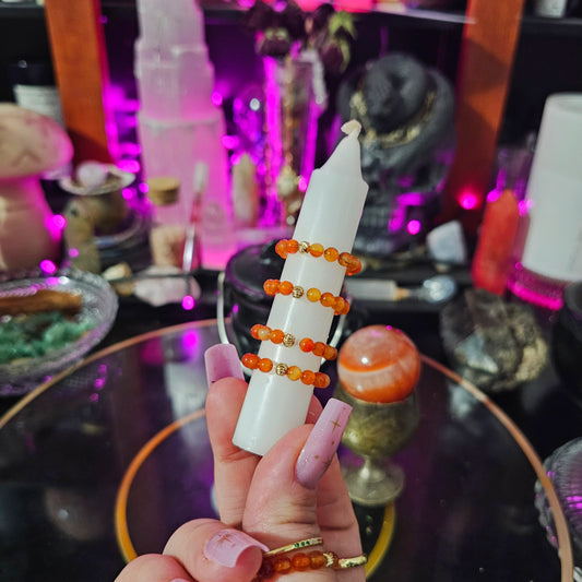 Carnelian Beaded Ring (Adjustable)